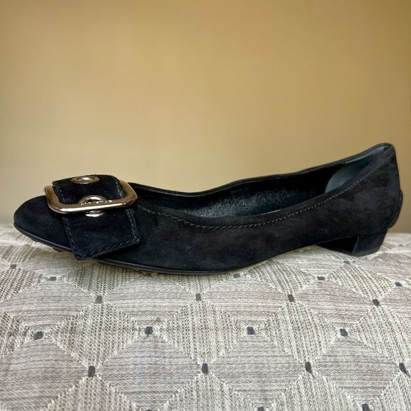 The Original Car Shoe By Prada Black Suede Leather Ballet Flats Women EU 38 US 8 - Picture 4 of 16